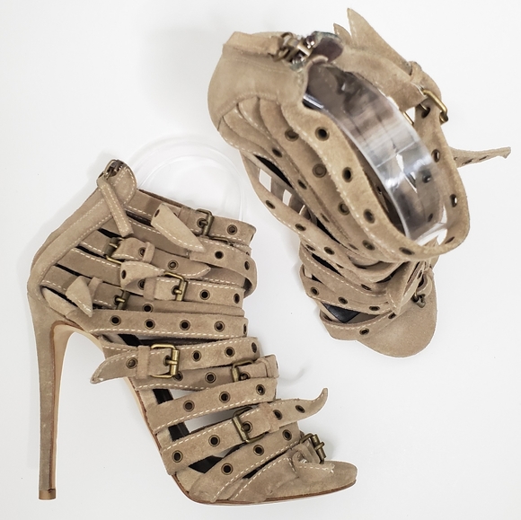 GIUSEPPE ZANOTTI Alien Grommet Cage Suede Sandal 6.5. - Picture 2 of 7